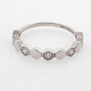 Estate Sale HJ Namdar 14k White Gold 0.15 ct Diamond Wedding Band Size 7.25